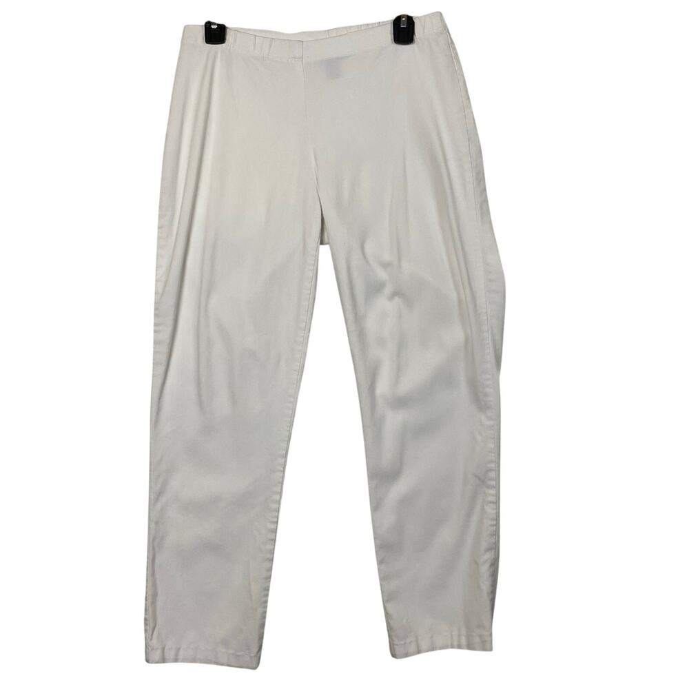 Clara Sun Woo White Stretch Knit Pull On Slim Leg Ankle Pant Size Extra Large